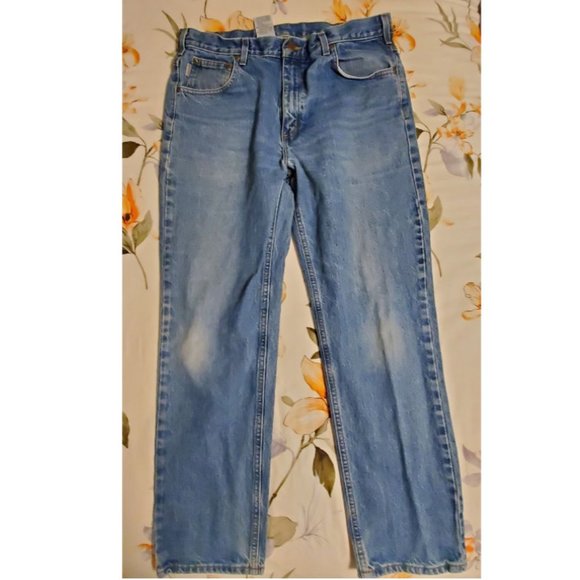 Carhartt Denim Distressed Blue Jeans Men's 38x32 B180 DST Traditional Fit - Picture 2 of 7